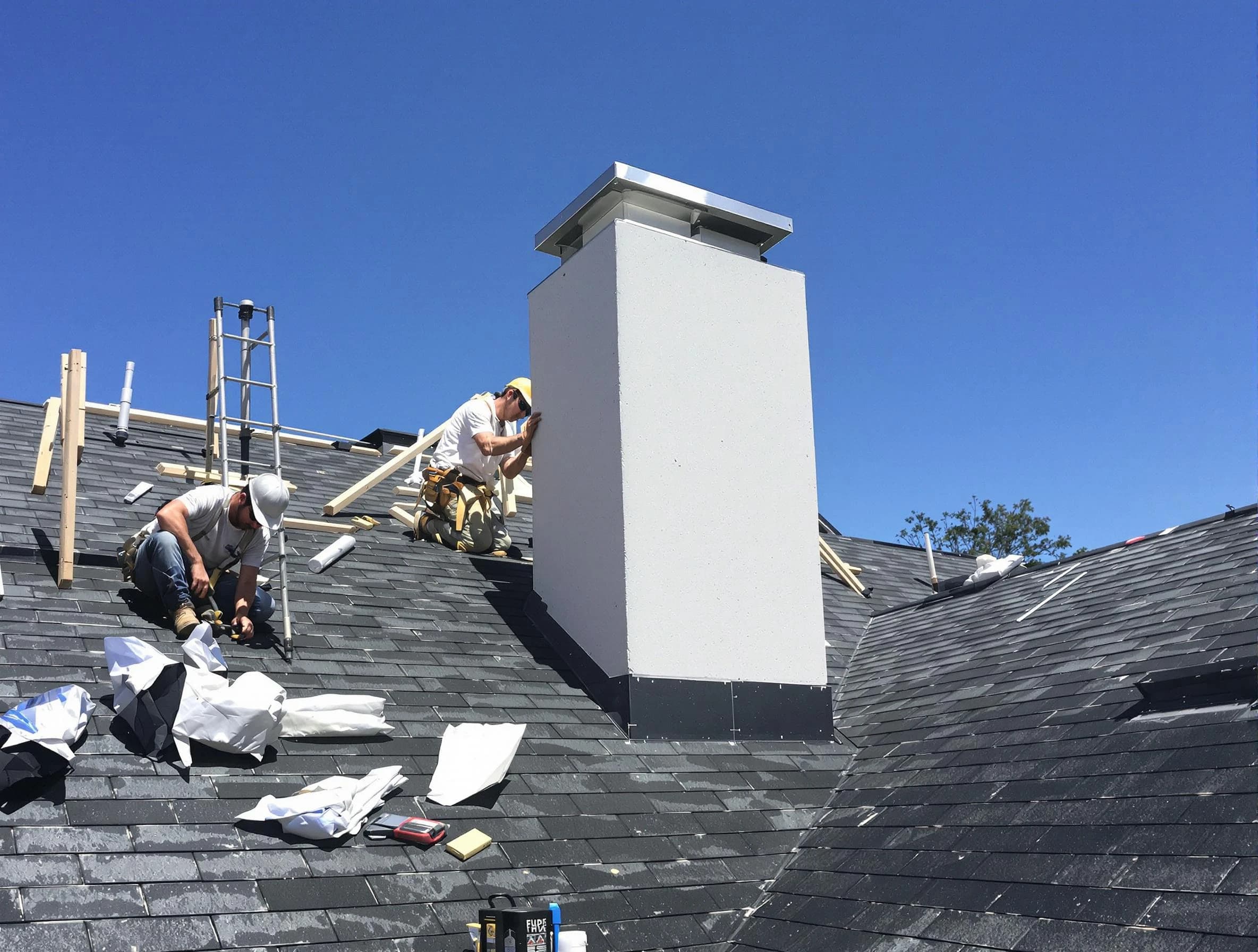 Covington Chimney Sweep crew installing a new chimney in Covington, GA