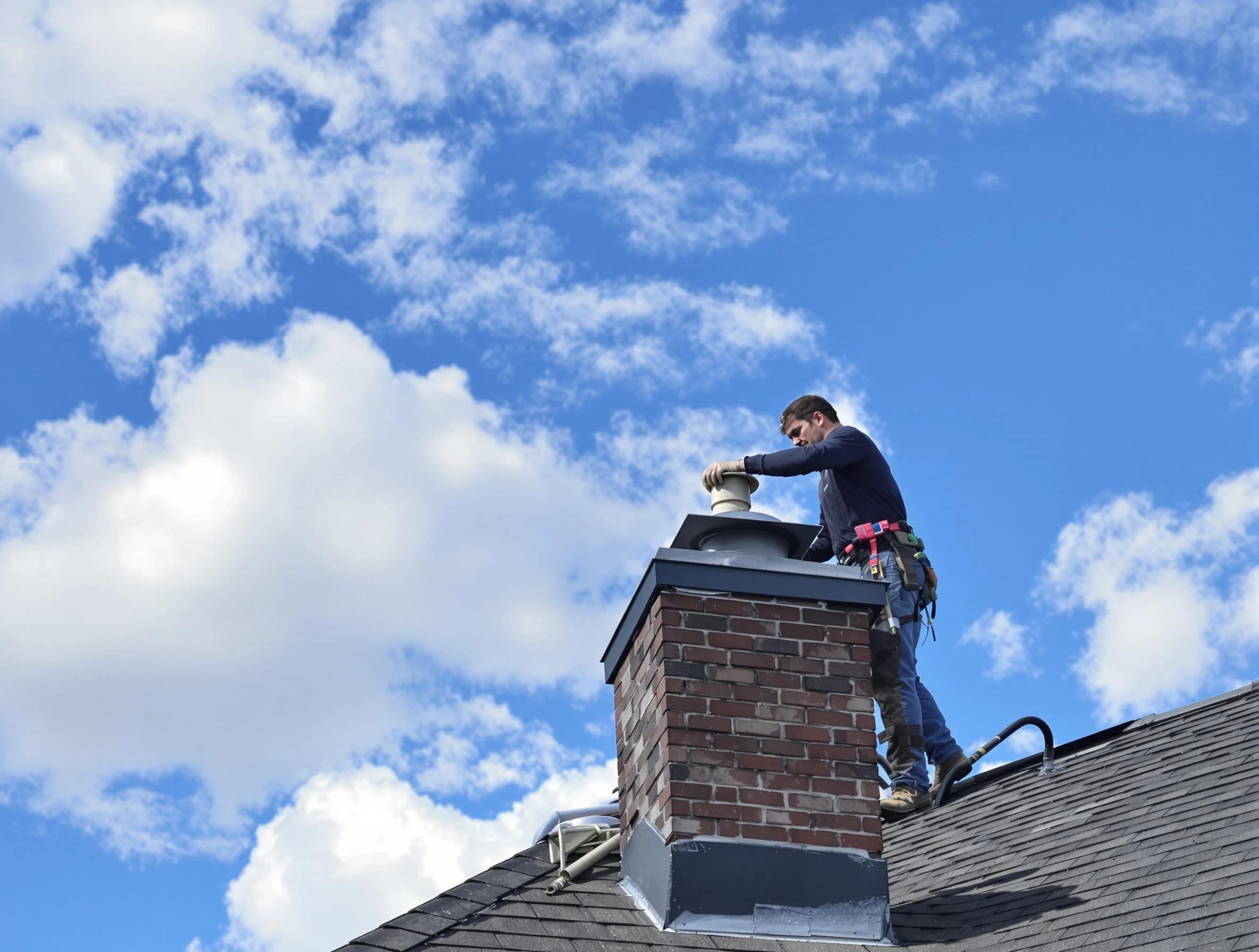 Covington Chimney Sweep installing a sturdy chimney cap in Covington, GA