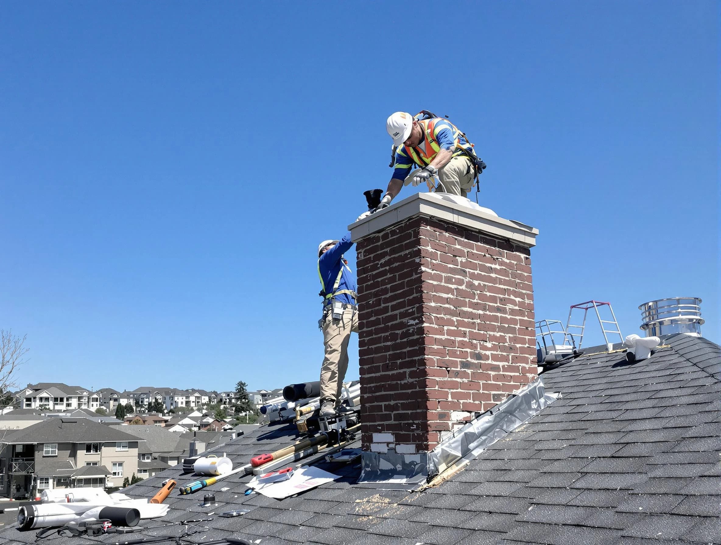 Covington Chimney Sweep repairing a chimney crown in Covington, GA