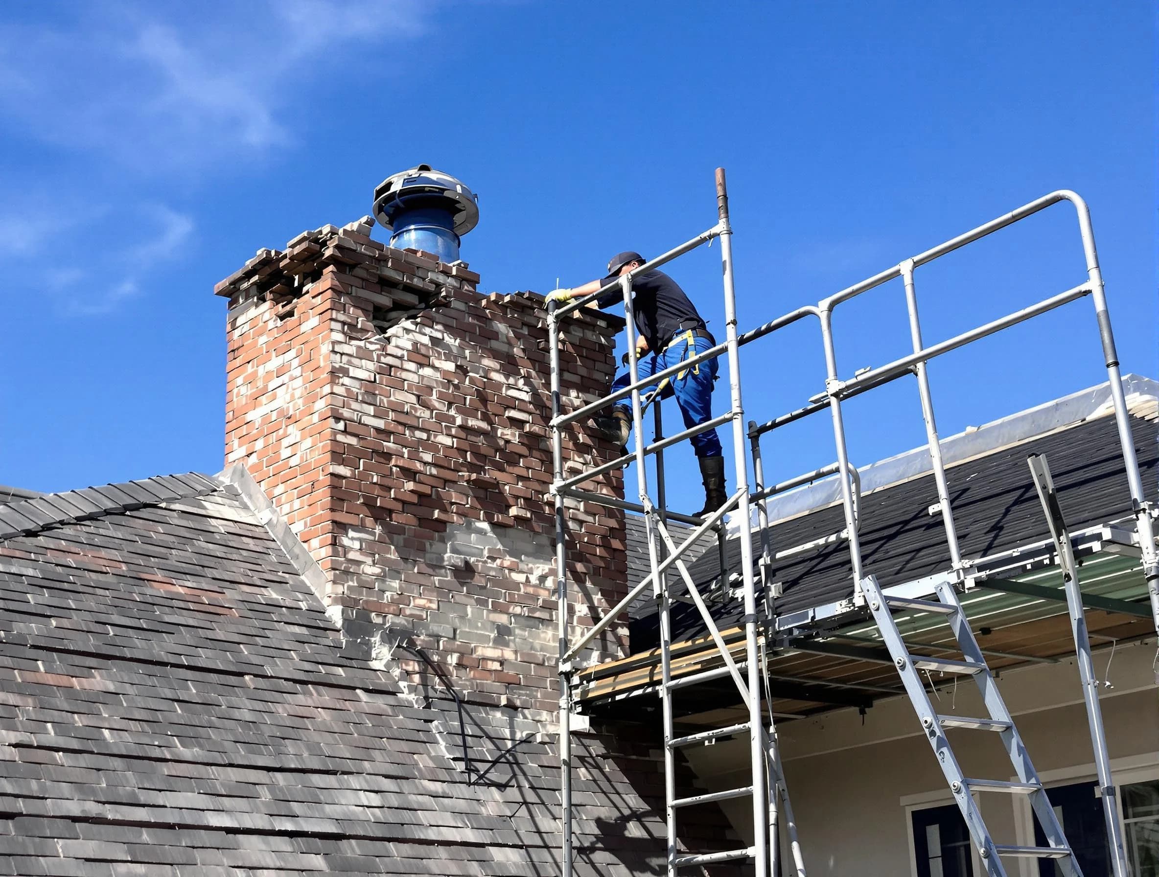 Rebuilding a chimney structure by Covington Chimney Sweep in Covington, GA