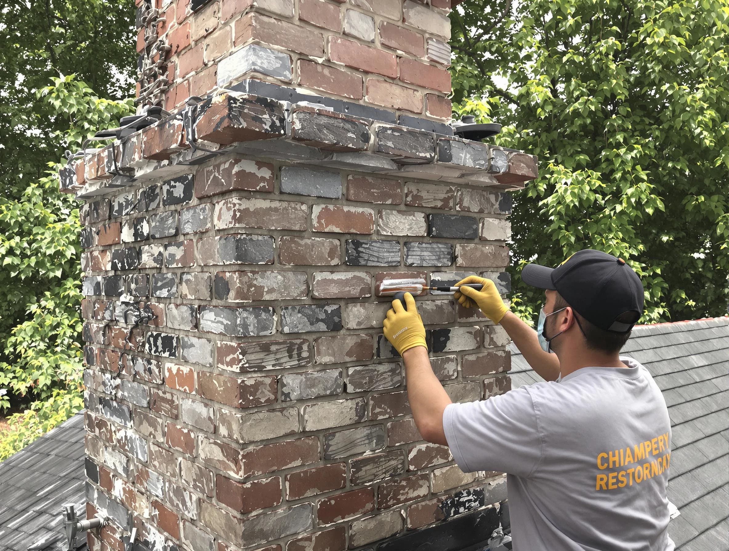 In-progress chimney restoration by Covington Chimney Sweep in Covington, GA