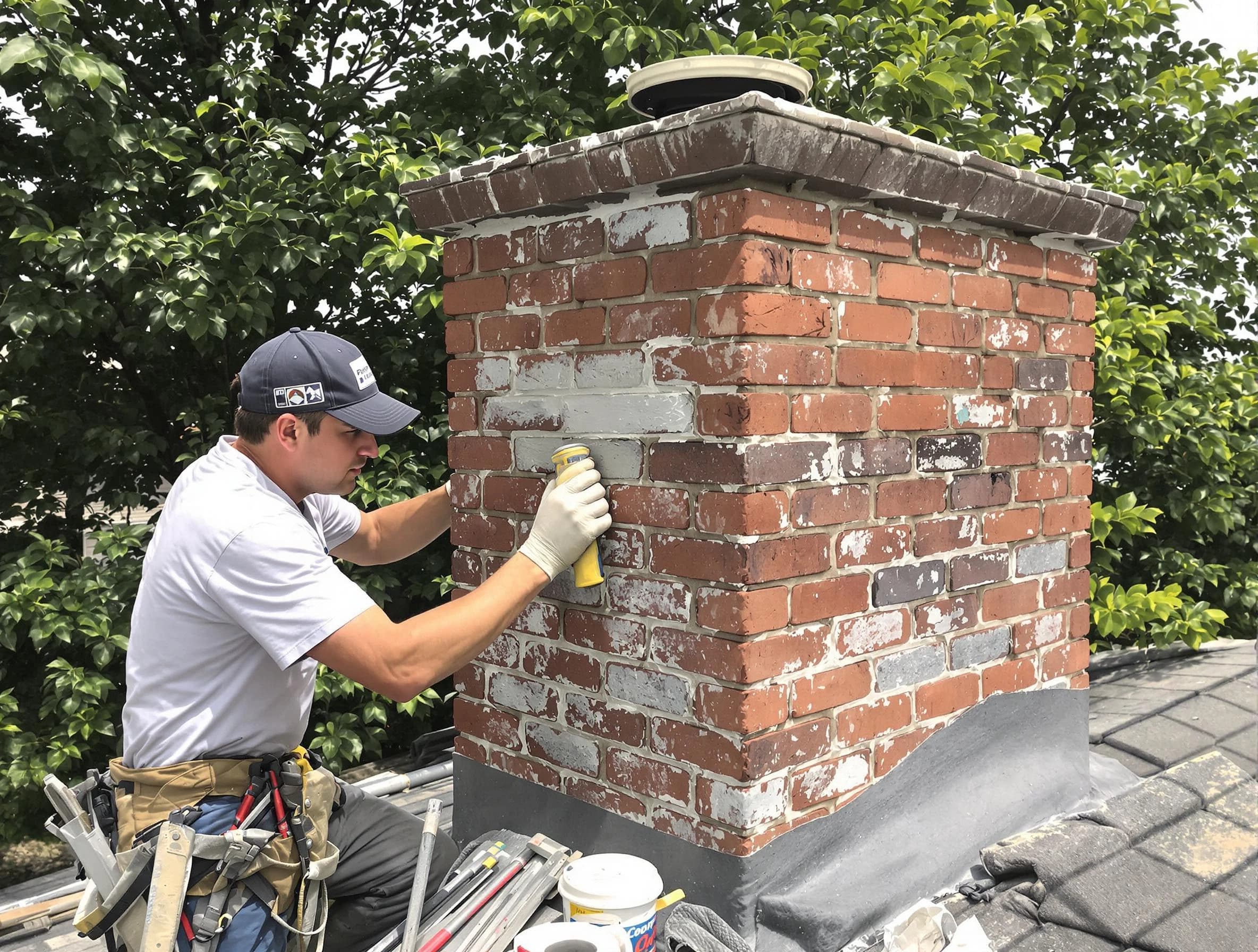 Covington Chimney Sweep restoring an aging chimney in Covington, GA