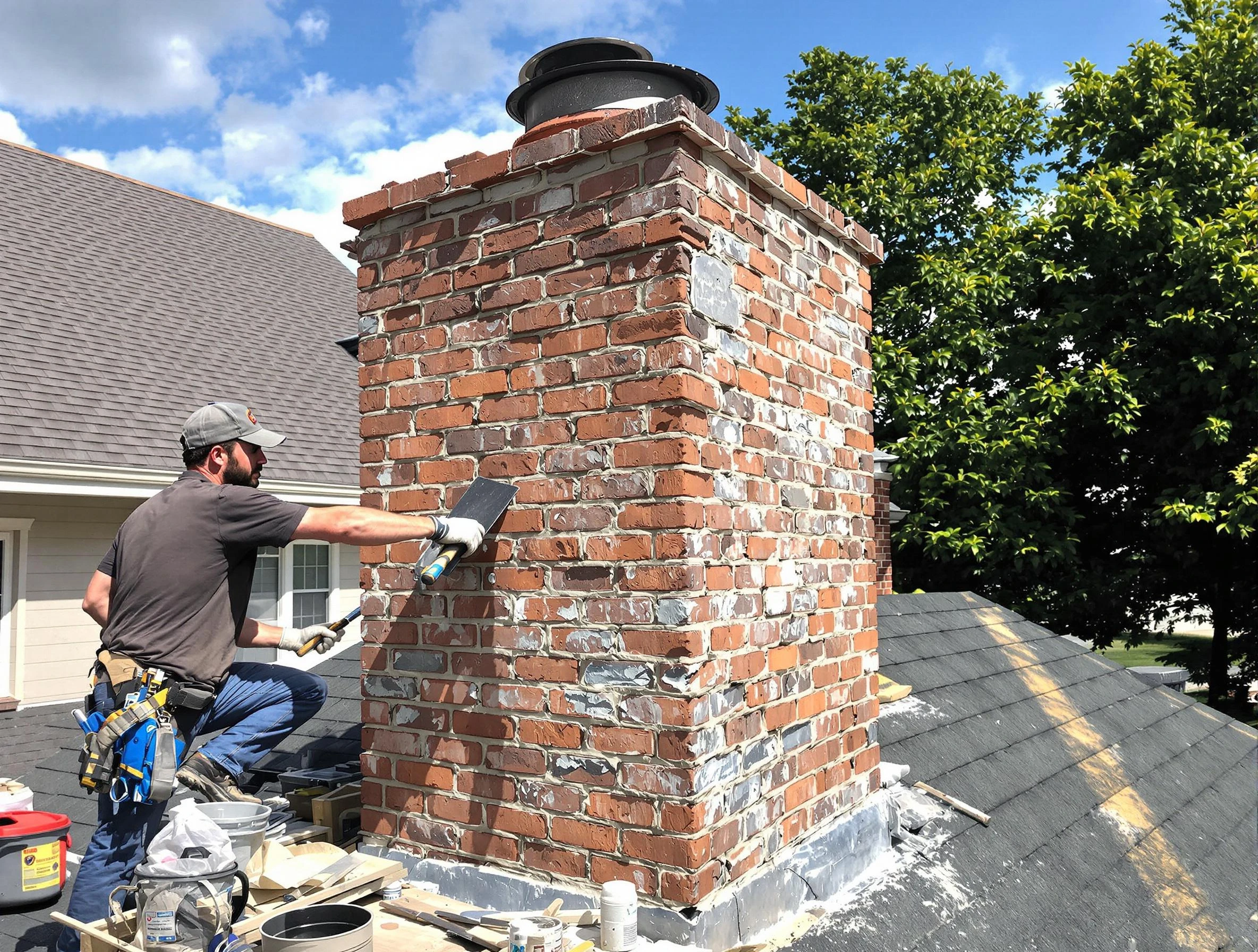 Completed chimney rebuild by Covington Chimney Sweep in Covington, GA
