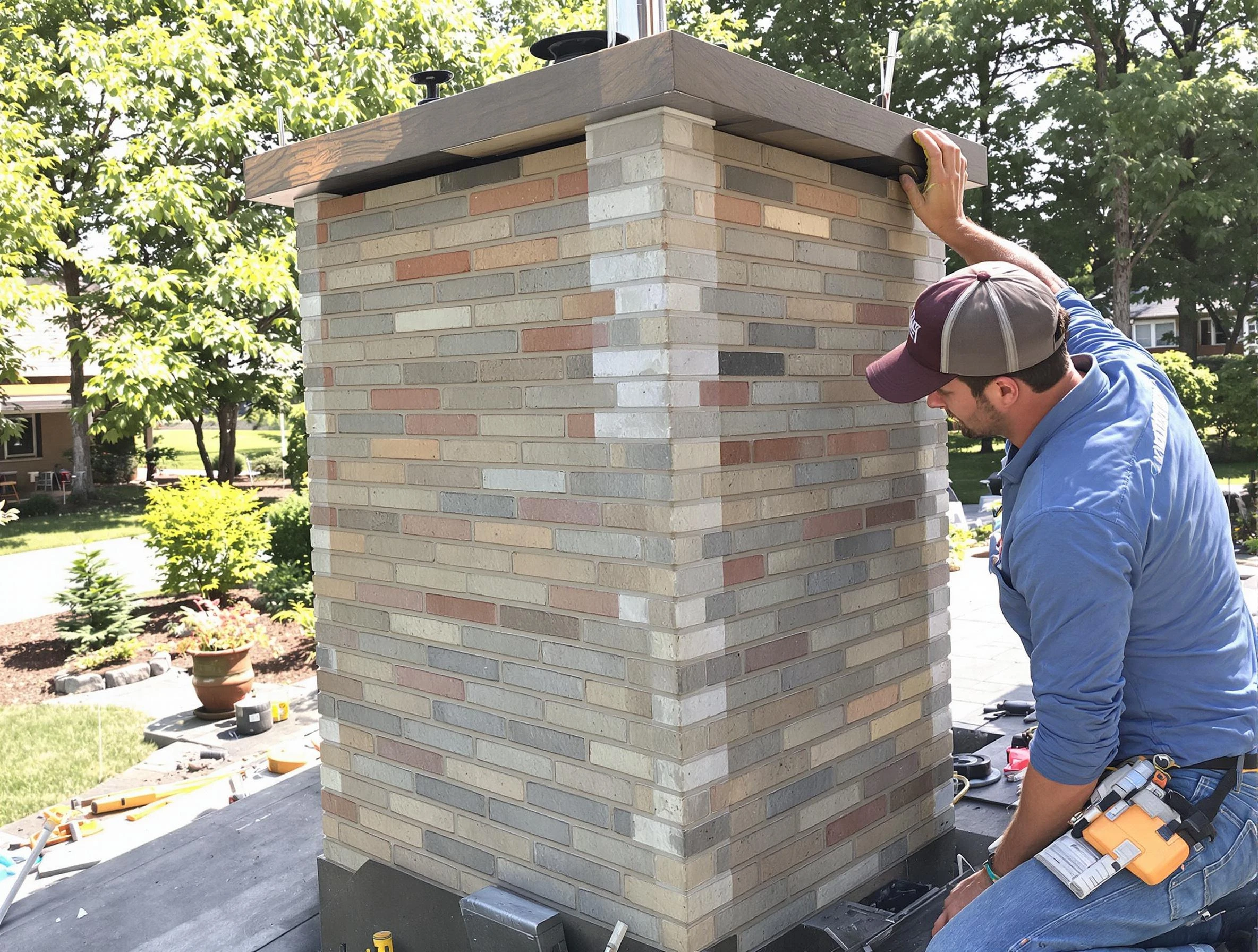 Covington Chimney Sweep completing a modern chimney remodel in Covington, GA