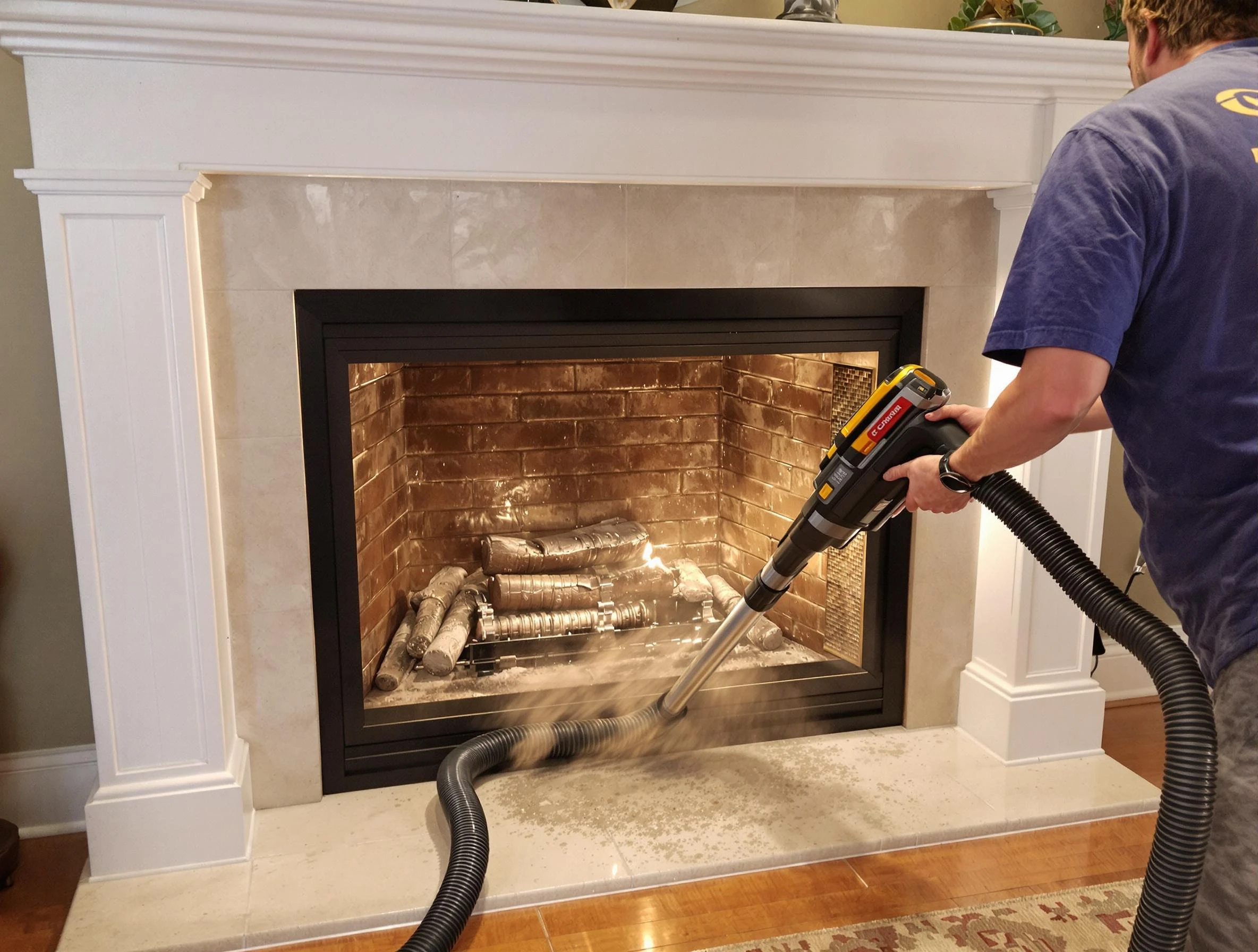 Fireplace cleaning performed by Covington Chimney Sweep in Covington, GA