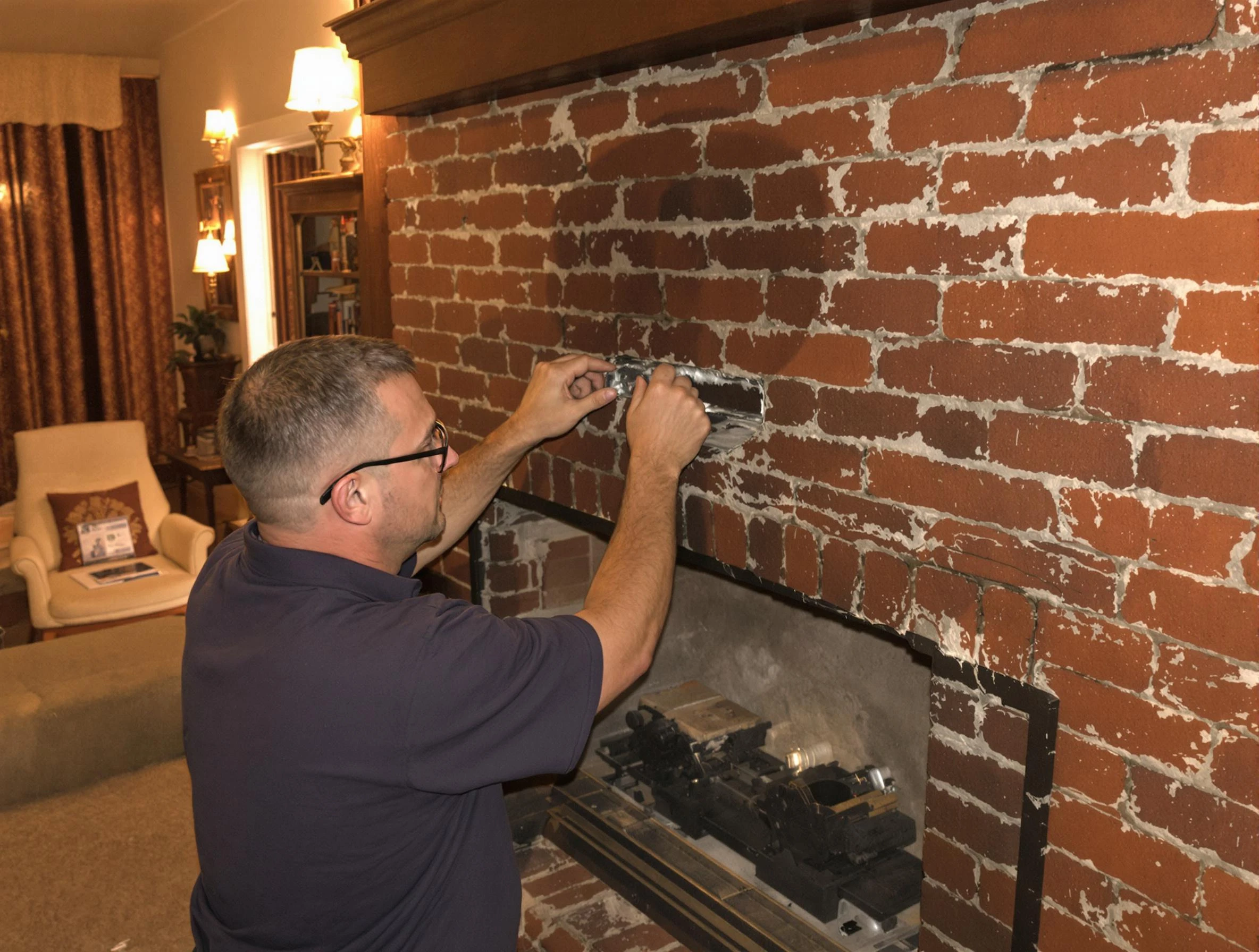 Covington Chimney Sweep expert fixing a fireplace in Covington, GA